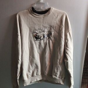 Top Stitch Size L Men's Beige Graphic Sweater (Sku N146)